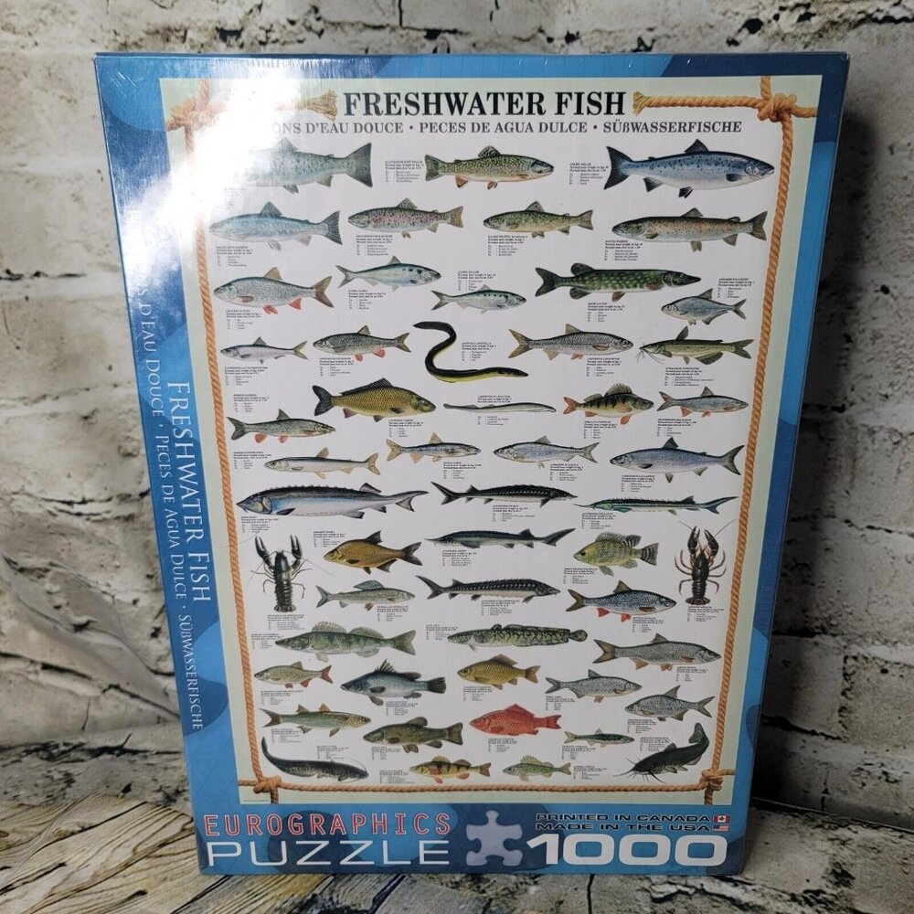 Freshwater Fish 1000 Piece Jigsaw Puzzle Eurographics 19.25 x 26 5/8 Inches